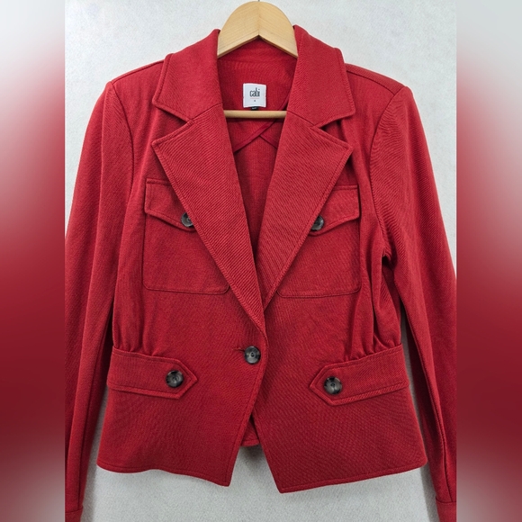 CAbi Little Red Jacket #3374 Tailored Ponte Knit Blazer Jacket Wonen's Size 4 - Picture 9 of 16